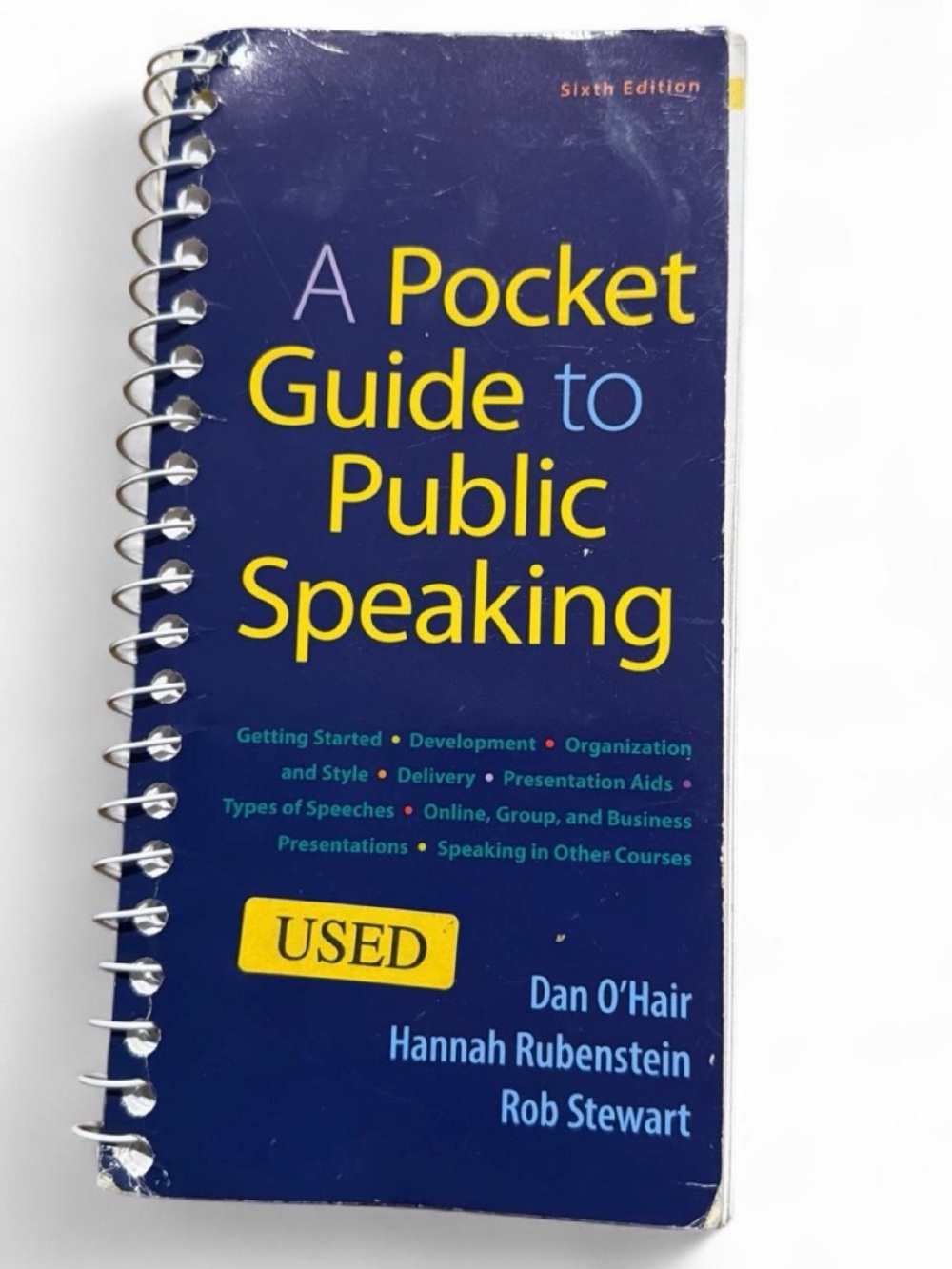 A Pocket Guide to Public Speaking — Navy Yellow Text Spiral Book